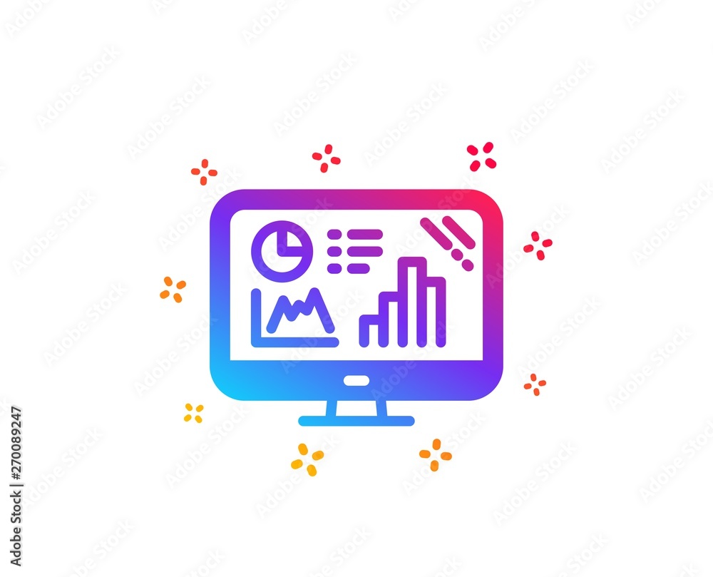 Poster analytics graph icon. column chart sign. growth diagram symbol. dynamic shapes. gradient design anal