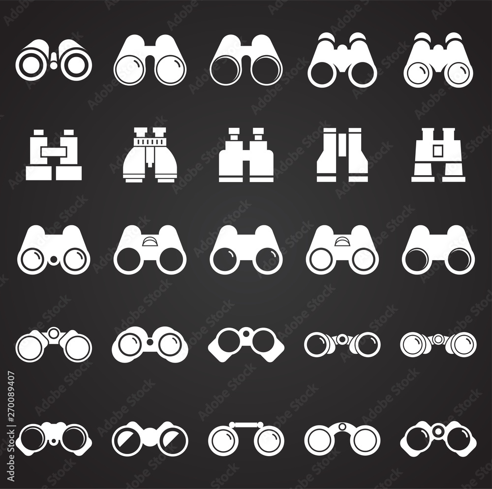 Poster binocular icons set on black background for graphic and web design. simple vector sign. internet con