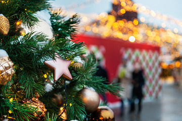 Christmas and New Year time in Moscow, beautiful Red Square with amazing Xmas decorations