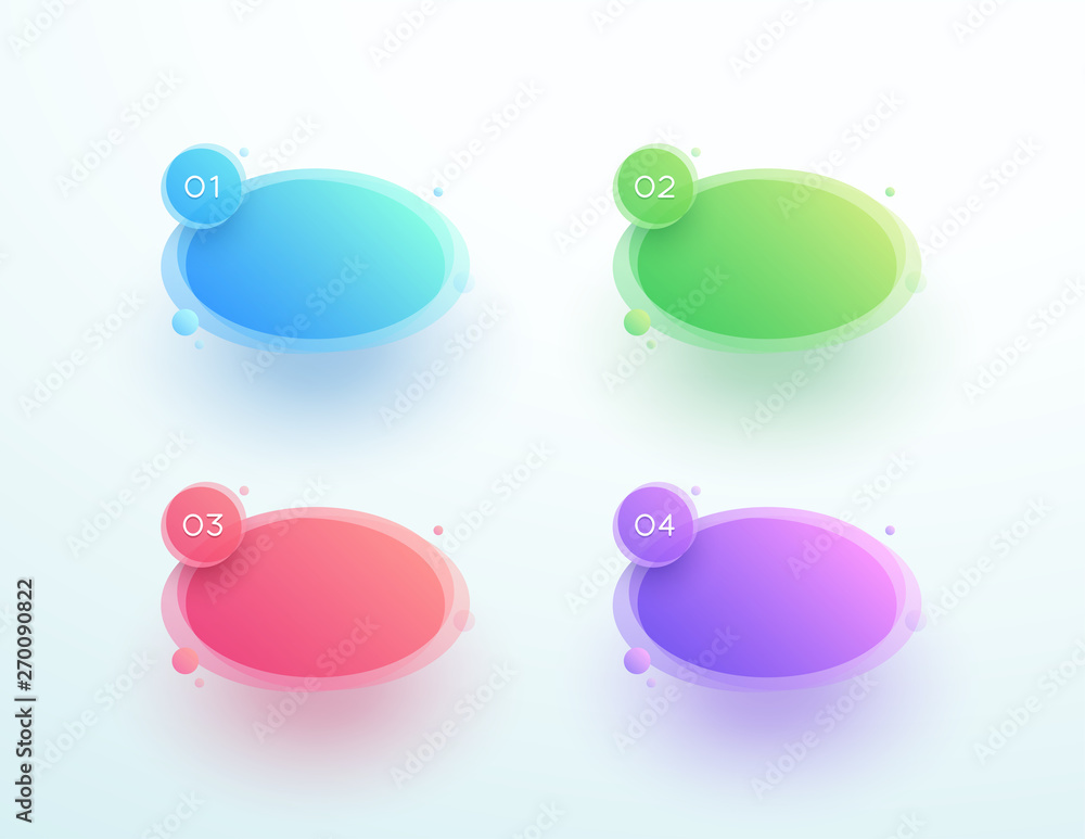 Poster abstract circle shape numbered text boxes one to four