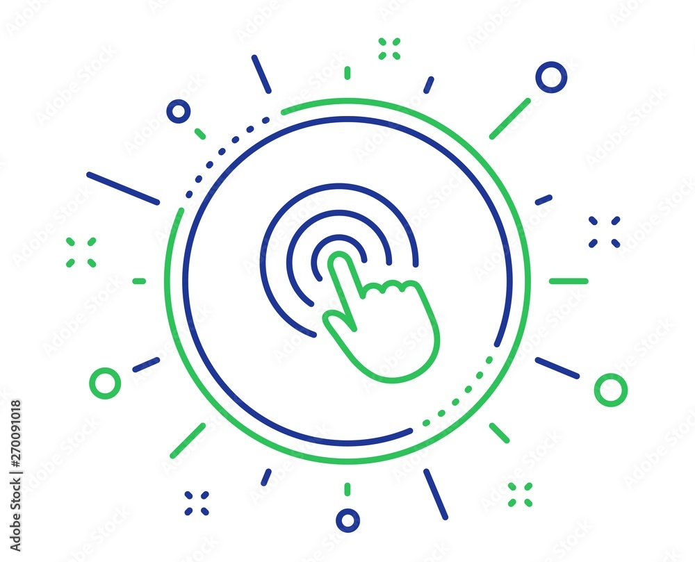 Poster hand click line icon. finger touch sign. cursor pointer symbol. quality design elements. technology 
