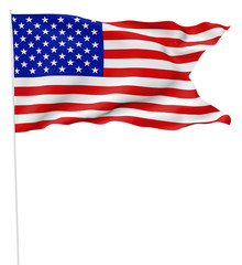 USA flag with flagpole with angle.