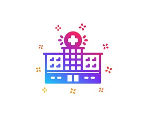 Hospital building icon. Medical help sign. Dynamic shapes. Gradient design hospital building icon. Classic style. Vector