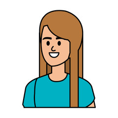 young woman avatar character vector illustration