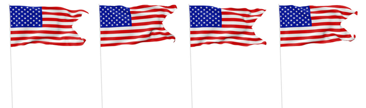 USA flag with flagpole with angle set.