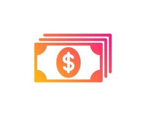 Cash money icon. Banking currency sign. Dollar or USD symbol. Classic flat style. Gradient banking icon. Vector