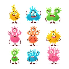 Fotobehang Doodle stripfiguren: microben. Vector collectie © stickerama