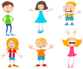 cartoon happy children characters set