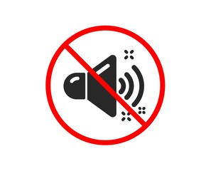 No or Stop. Loud sound icon. Music sound sign. Musical device symbol. Prohibited ban stop symbol. No loud sound icon. Vector