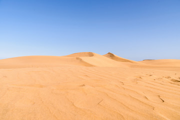 Fototapeta na wymiar The sands of Maspalomas. Beautyful dunes in the south of Gran Canaria