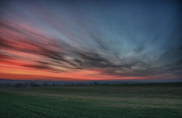 Beautiful sky after sunset in hdr photo