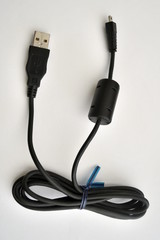 Black USB A Cable Isolated on White Background