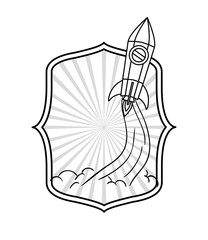 frame with rocket taking off icon