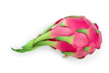 Ripe Dragon fruit, Pitaya or Pitahaya isolated on white background, fruit healthy concept. Top view. Flat lay