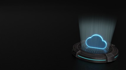 3d hologram symbol of cloud icon render