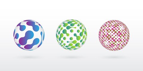 Abstract sphere object with integrated metaballs. Technological background texture for your design. Molecular compounds vector illustration.