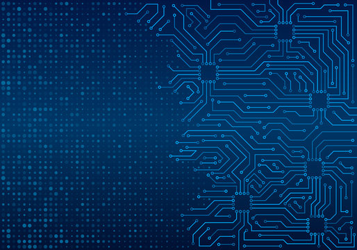 High-tech technology blue background texture. Circuit board minimal pattern. Science vector illustration.