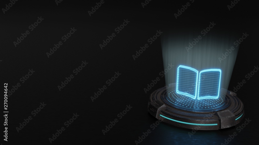 Wall mural 3d hologram symbol of book open icon render