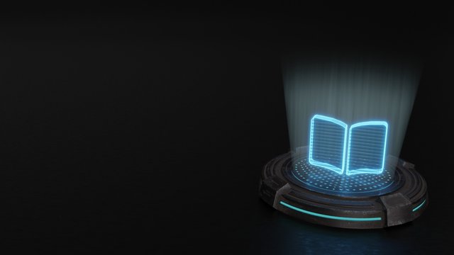 3d hologram symbol of book open icon render