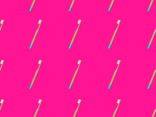 Obraz premium Seamless pattern of bamboo toothbrush