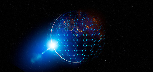 Communication technology for internet business. Global world network and telecommunication on earth...