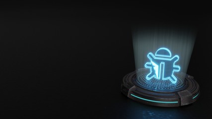 3d hologram symbol of bug icon render