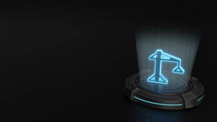 3d hologram symbol of building crane icon render
