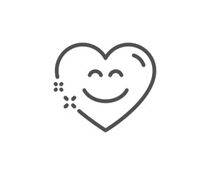 Smile chat line icon. Happy emoticon sign. Heart speech bubble symbol. Quality design element. Linear style smile chat icon. Editable stroke. Vector