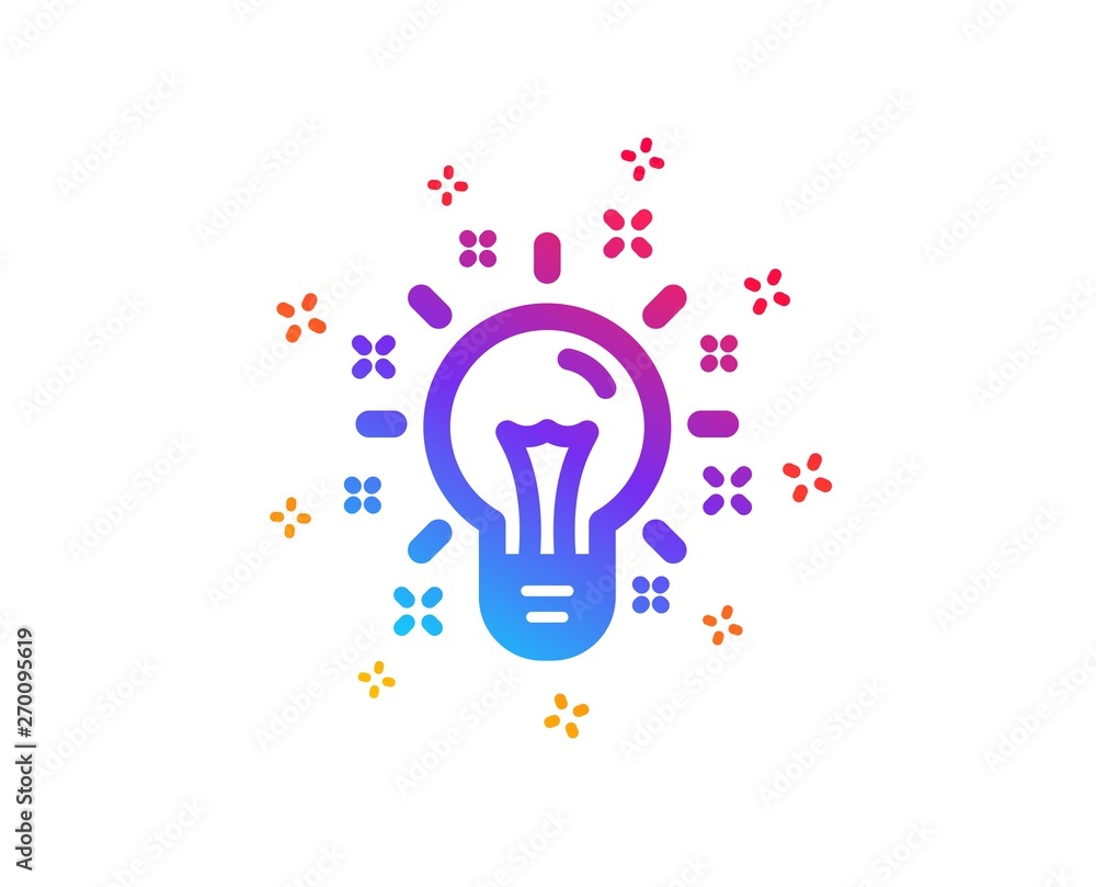 Poster Idea icon. Light bulb or Lamp sign. Creativity, Solution or Thinking symbol. Dynamic shapes. Gradient design idea icon. Classic style. Vector
