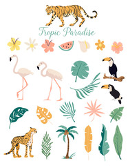 Tropic paradise animals flowers and plants