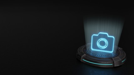 3d hologram symbol of camera icon render