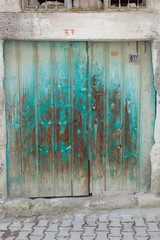 Turquoise and White Painted Wood Door
