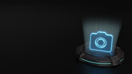 3d hologram symbol of camera icon render