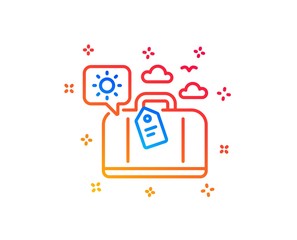 Travel luggage line icon. Trip bag sign. Holidays case symbol. Gradient design elements. Linear travel luggage icon. Random shapes. Vector