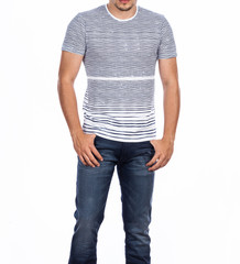 Obraz premium Fashion clothes, t-shirt and jeans for men photos made in white background