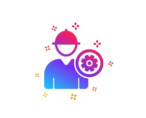 Fototapeta premium Worker icon. Engineer Profile with cogwheel sign. Male Person silhouette symbol. Dynamic shapes. Gradient design engineer icon. Classic style. Vector