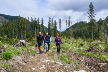 Backpackers on a hiking trail