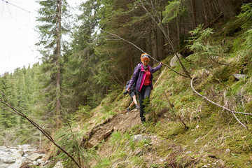 Backpackers on a hiking trail