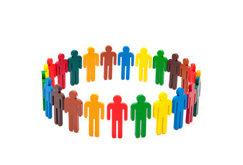 Circle of colourful people on white background