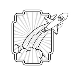 frame with rocket taking off icon