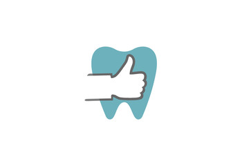 Creative Dental Thumb Tooth Logo Design Symbol Vector Illustration