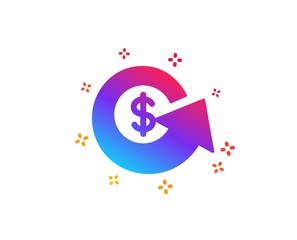 Dollar exchange icon. Money refund sign. Cashback symbol. Dynamic shapes. Gradient design dollar exchange icon. Classic style. Vector