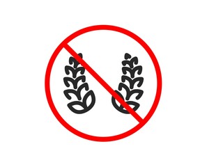 No or Stop. Laurel wreath icon. Reward symbol. Winner award sign. Prohibited ban stop symbol. No laurel wreath icon. Vector