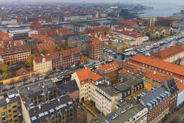 Obraz premium Copenhagen center skyline city view at the autumn