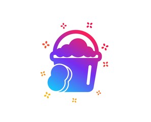 Cleaning bucket with sponge icon. Washing Housekeeping equipment sign. Dynamic shapes. Gradient design sponge icon. Classic style. Vector