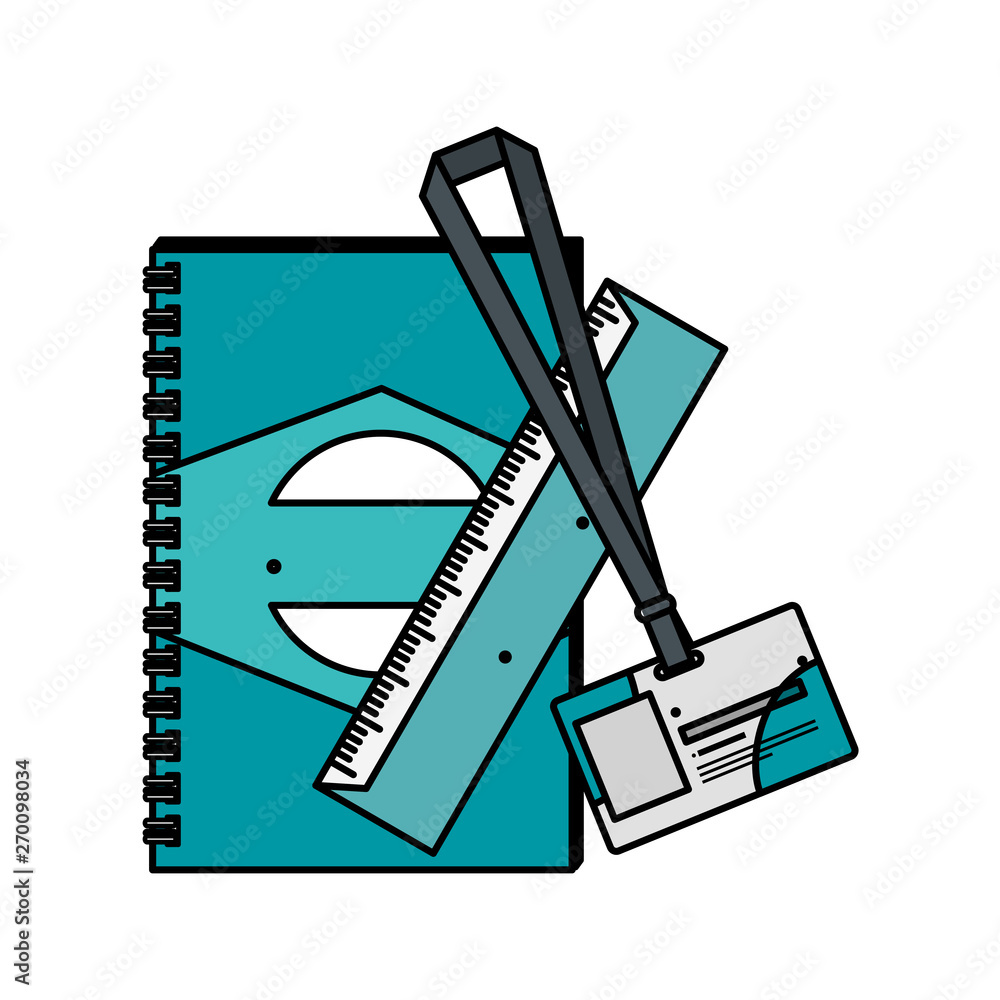 Poster notepad and rule ,document with company emblem print
