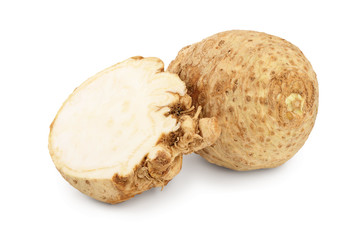 Fresh celery root isolated on white background