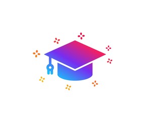 Graduation cap icon. Education sign. Student hat symbol. Dynamic shapes. Gradient design graduation cap icon. Classic style. Vector