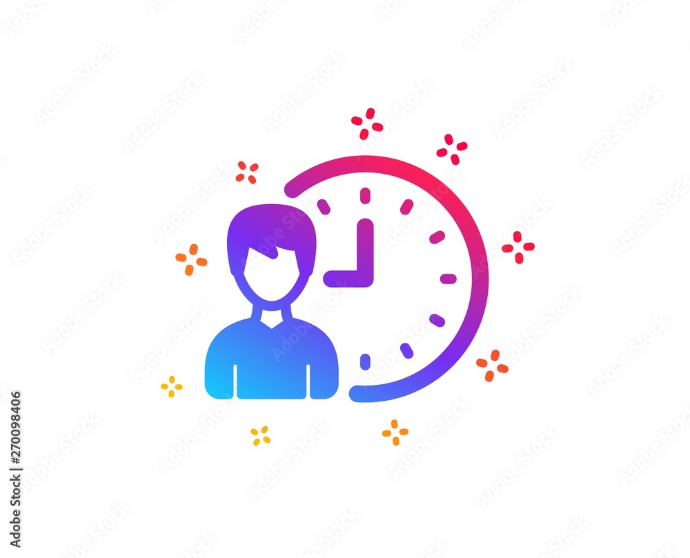 Poster business project deadline icon. working hours or time management sign. dynamic shapes. gradient desi