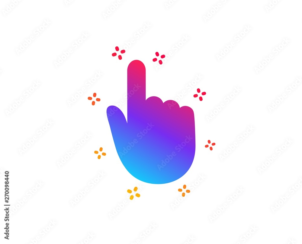 Poster hand click icon. finger touch sign. cursor pointer symbol. dynamic shapes. gradient design hand clic